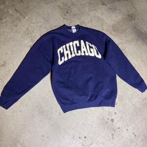 Fruit of the Loom Navy Blue Chicago Crewneck Sweater